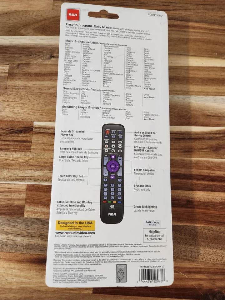 RCA Universal Remote RCRN05BHZ Factory Sealed Compatible Major Brands ROKU - Image 2 of 2