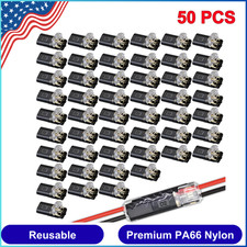 Double-Wire Plug-in Connector 2 Pin Low Voltage Wire Connectors, 50PCS Reusable