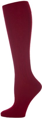 Dennis Uniform Bamboo Rayon Cable Knit Knee-High Socks - Red Large