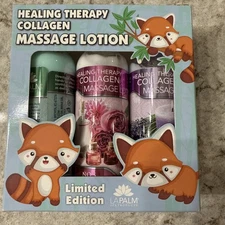 LA Palm Healing Therapy Collagen Massage Lotion Limited Edition NIB 3 Pack Set