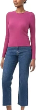 Splendid Women's Ribbed Crew Neck Long Sleeve Tee, Pink,  M