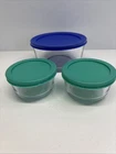Pyrex Set Of 3 Storage Bowls With Lids One 2 Cup And Two 1 Cup VGC