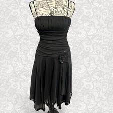 Vintage City Triangles Black Prom Dress with Flower Accent, XS-S