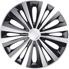 FOR FIAT PUNTO 15" INCH WHEEL TRIMS HUB CAPS SILVER & BLACK MULITY 4PC