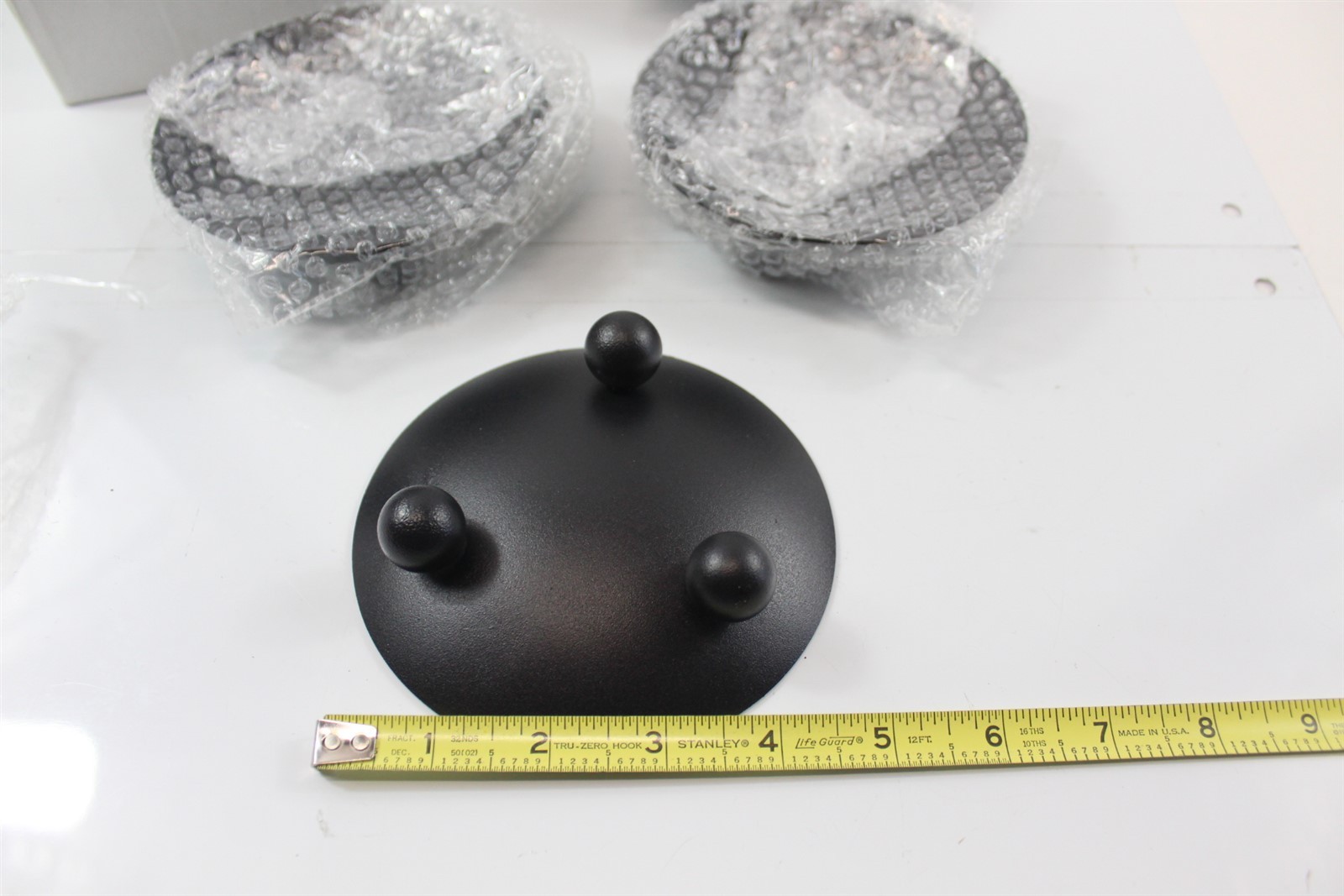 Metal Candle Holder Plate Set of 4 Footed Candle Holders Black Powder Farmhouse