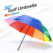 30"Golf Umbrella (Rainbow)–Large Canopy, Fiberglass Ribs, Water-Resistant Trevel