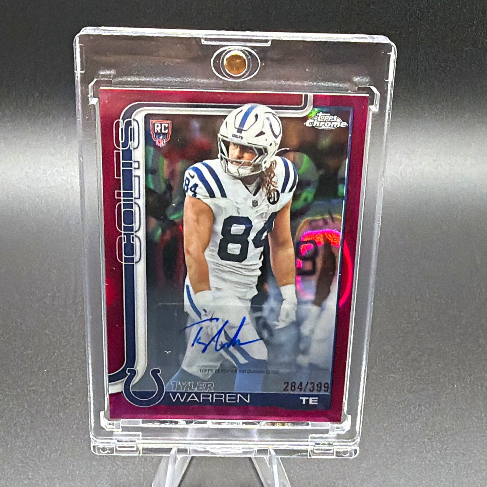 Topps 2025 Chrome Tyler Warren Colts Rookie Auto Magenta Refractor /399 RA-TWA