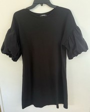 Zara Trafaluc Women's Black Short Sleeve Puff Crew Neck Short Dress Size Small