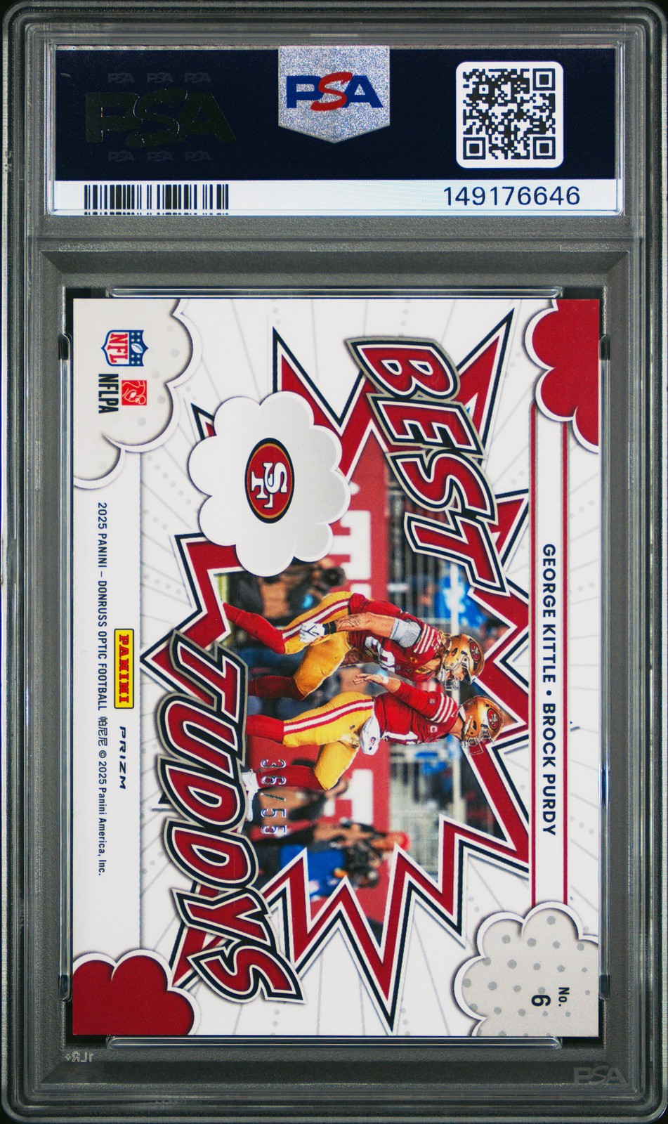 2025 PANINI DONRUSS OPTIC BEST TUDDYS ICE BROCK PURDY/GEORGE KITTLE 36/55 PSA 10 view 2