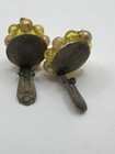 Vintage Hong Kong Yellow Plastic Beaded Clip-On Earrings 1" — photo 8