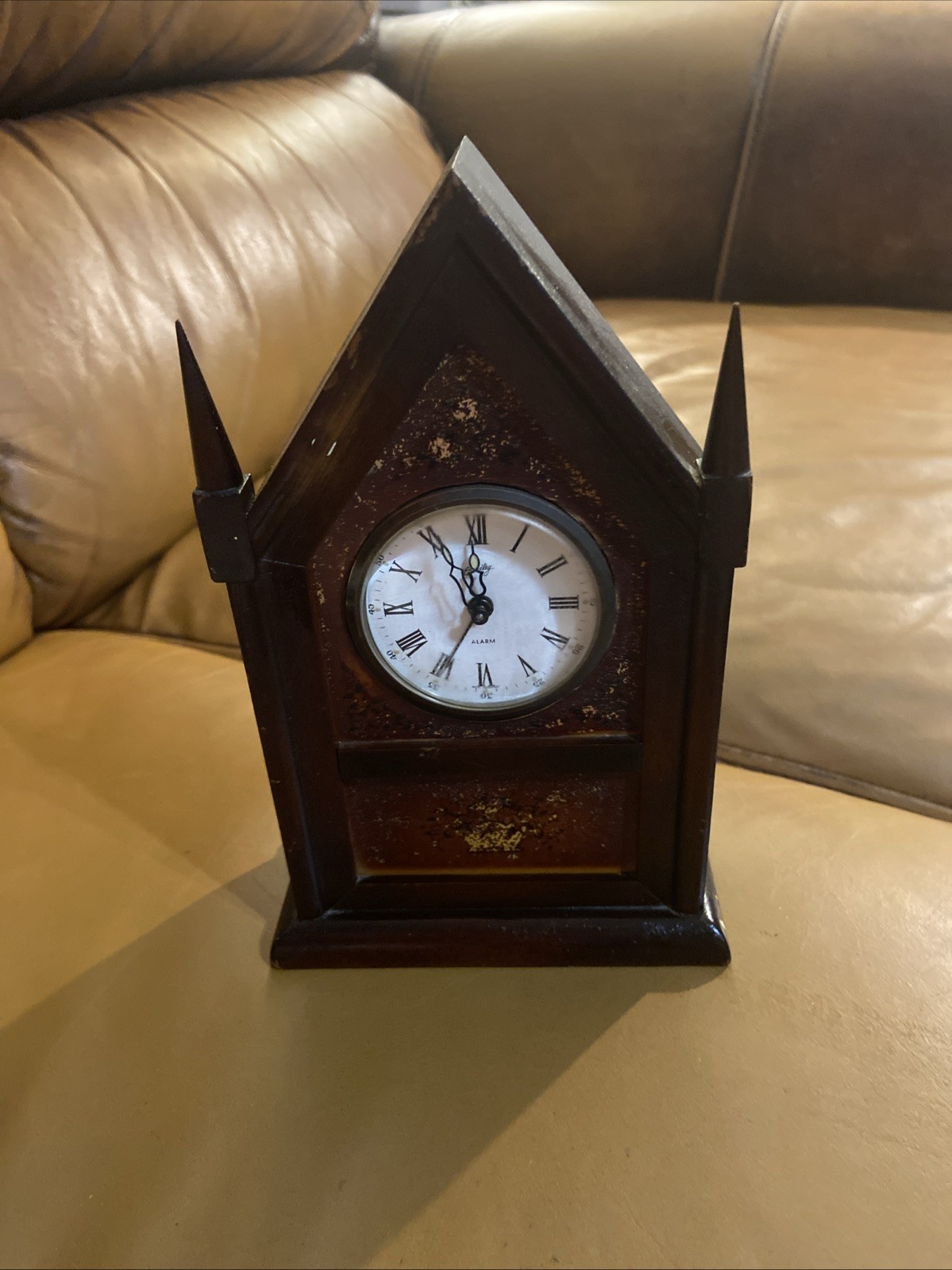 Vintage Bradley Gothic Steeple Wind Up Alarm Clock with German Movement Works !