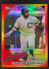 2010 Topps Chrome RHR1 Carlos Santana Red Hot Rookie Refractor Cleveland Indians