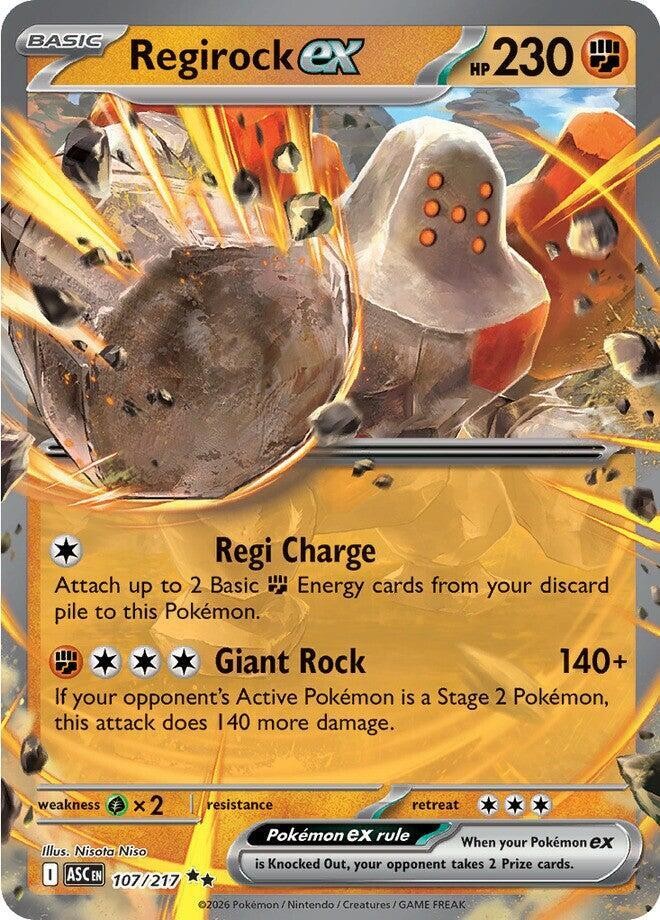 REGIROCK EX 107/217 ASCENDED HEROES POKEMON (DOUBLE RARE, NM)