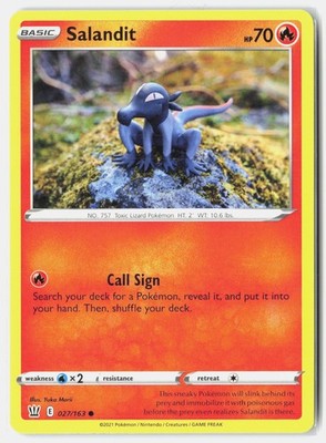 Salandit Common Normal SWSH05: Battle Styles 027/163 NM Yuka Morii