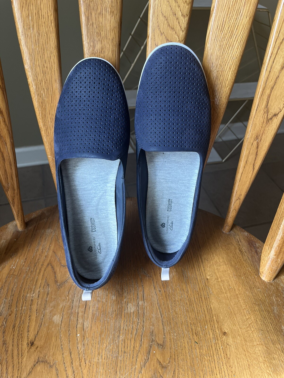 Clarks Cloudsteppers Ayla Blair slip-on comfort shoes flat navy