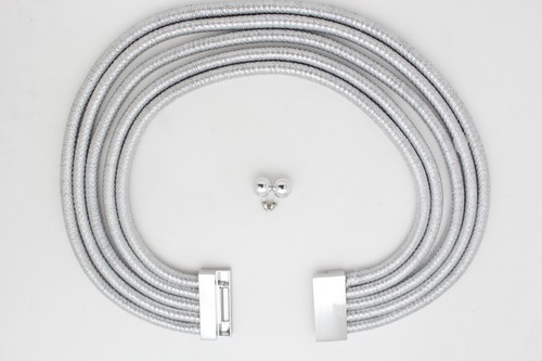 Damen Elegant Mode Kurze Halskette Metallic Silber Mesh Stoff Schmuck Ohrringe - Bild 6 von 12
