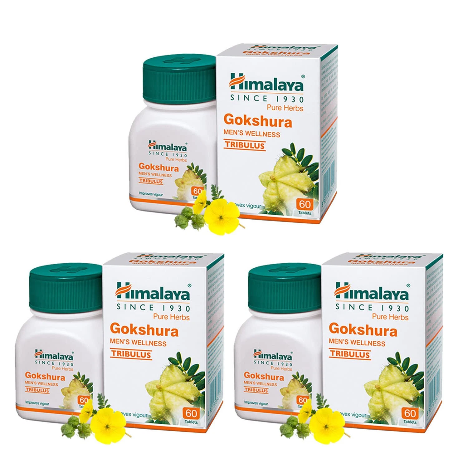 3 x Himalaya Wellness Pure Herbs Gokshura 180 Tablets For Men's Health