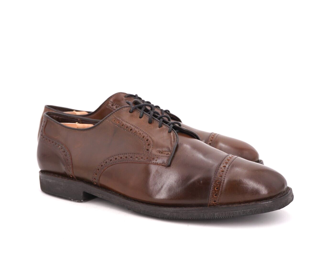 $845 | ALLEN EDMONDS BENTON 15 D CAP TOE BLUCHER BROWN CIGAR SHELL CORDOVAN