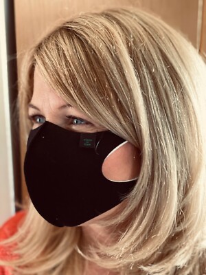 Gesichtsmaske Virensicherheit schwarz zweilagig Bio Baumwolle waschbar wiederverwendbar Hygiene 