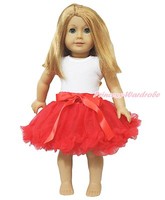 Plain White Top Hot Red Tutu Skirt 18 American Doll Baby Girl Cute Outfit Set Plain White Top Hot Red Tutu Skirt 18 American Doll Baby Girl Cute Outfit Set