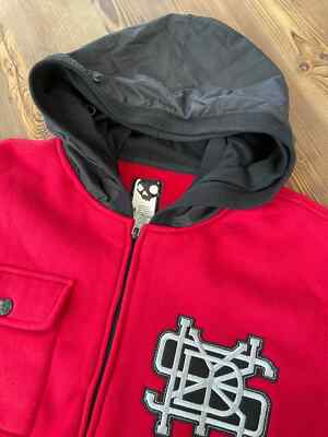 New NWOT Skullcandy Collegiate Style Hooded Jacket Size Medium - Red/Black