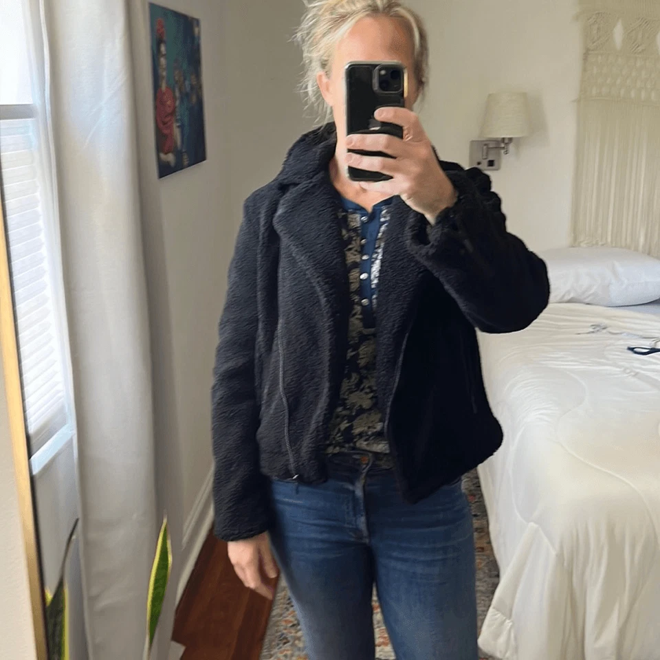 Sanctuary Faux Fur Shearling Moto Jacket Black Size Large - Image 3 of 4