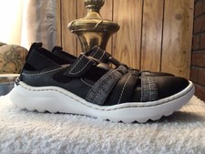 Womens Clarks Collection Black Teagan Step Slip On Leather Shoes Size 7 M Nice 