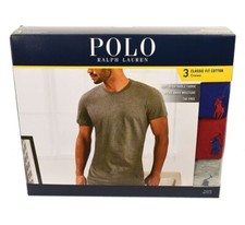 POLO RALPH LAUREN 3 Pack Blue Red Classic Fit Cotton Crew T Shirts LARGE NWT