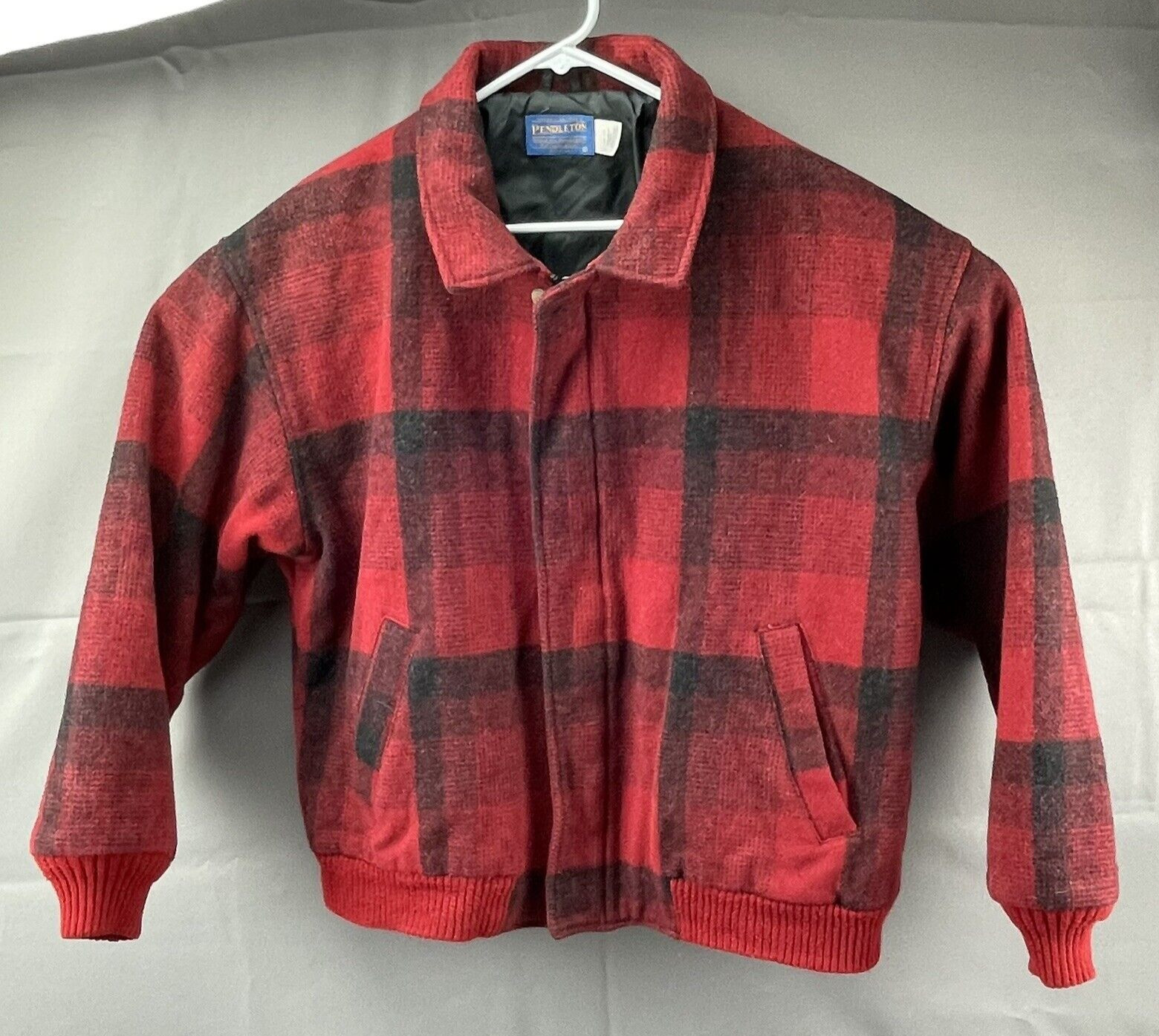 PENDLETON Jacket Full Zip 100% Virgin Wool Red & … - image 1
