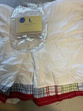 Pottery Barn Kids Laguna Plaid Red Blue Crib Skirt