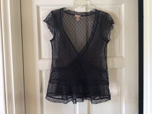 black lace ruffle blouse