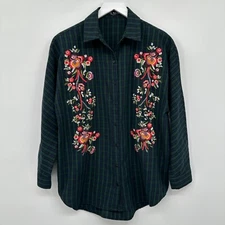Few Moda Top Shirt Small Embroidered Western Retro Rodeo Dark Academia Boho
