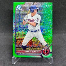 2022 Bowman Chrome Draft Tanner Schobel Green Sparkle Refractor /99 1st RC