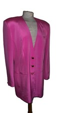 Louis Feraud Jacket Pink Silk Collarless Loose Fit Fully Lined Size 16
