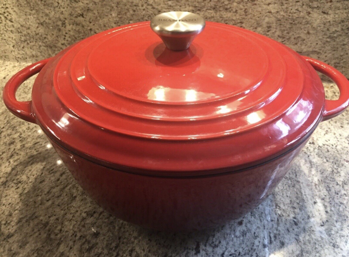 Brandani Italy Cast Iron Enameled Dutch Oven Pot 6.3qt RED EUC On Inside!!!! eBay