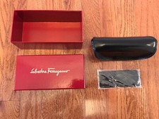 SALVATORE FERRAGAMO Black Sunglasses Eyeglasses Soft Case and Box and Lens Cloth