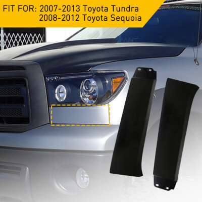 For 2007 2008-2013 Toyota Tundra Black Left & Right Side Headlight Filler Trim