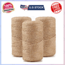 984 FT Natural Jute Twine, Twine String, 3ply Thin Ribbon Hemp Twine 3 Roll 