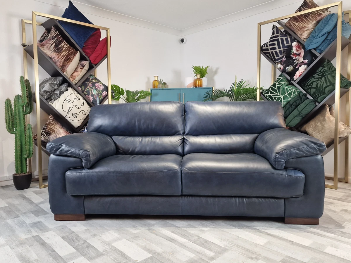 Blue leather 2024 lounge suite