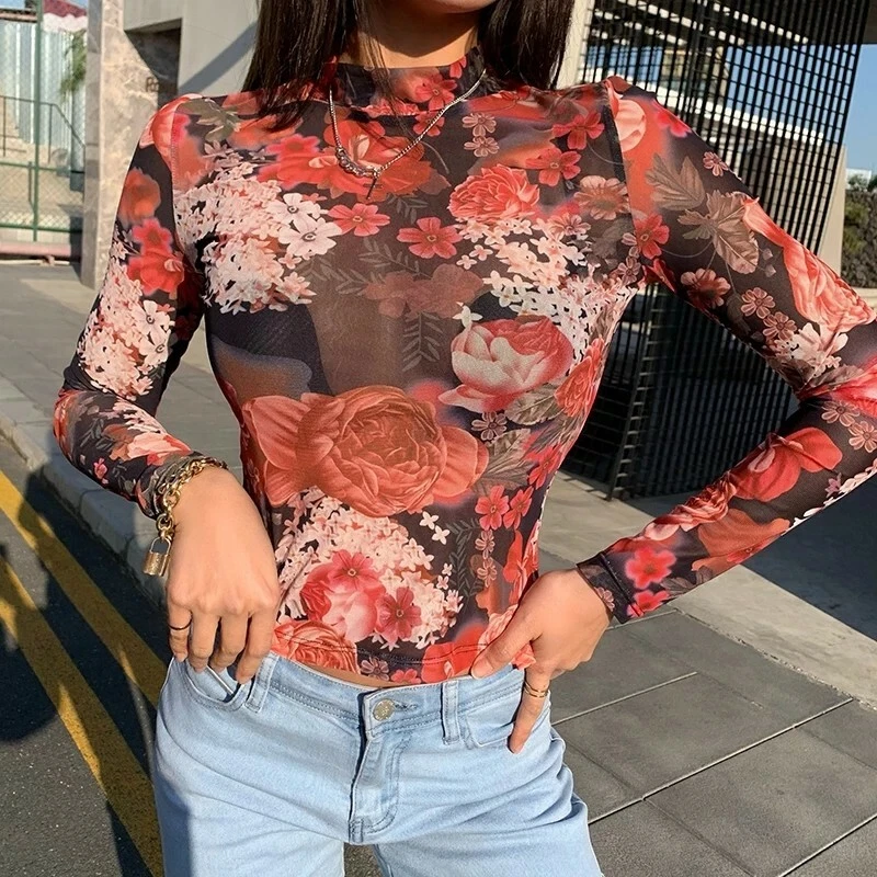 black floral long sleeve top