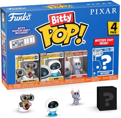 Pop! Bitty: Pixar Mini Collectible Toys 4-Pack - Wall-E, EVE, Remy, & Mystery Ch
