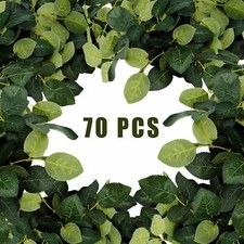 70 PCS Bulk Artificial Green Rose Leaves Fake Plant Leaf for Bouquets