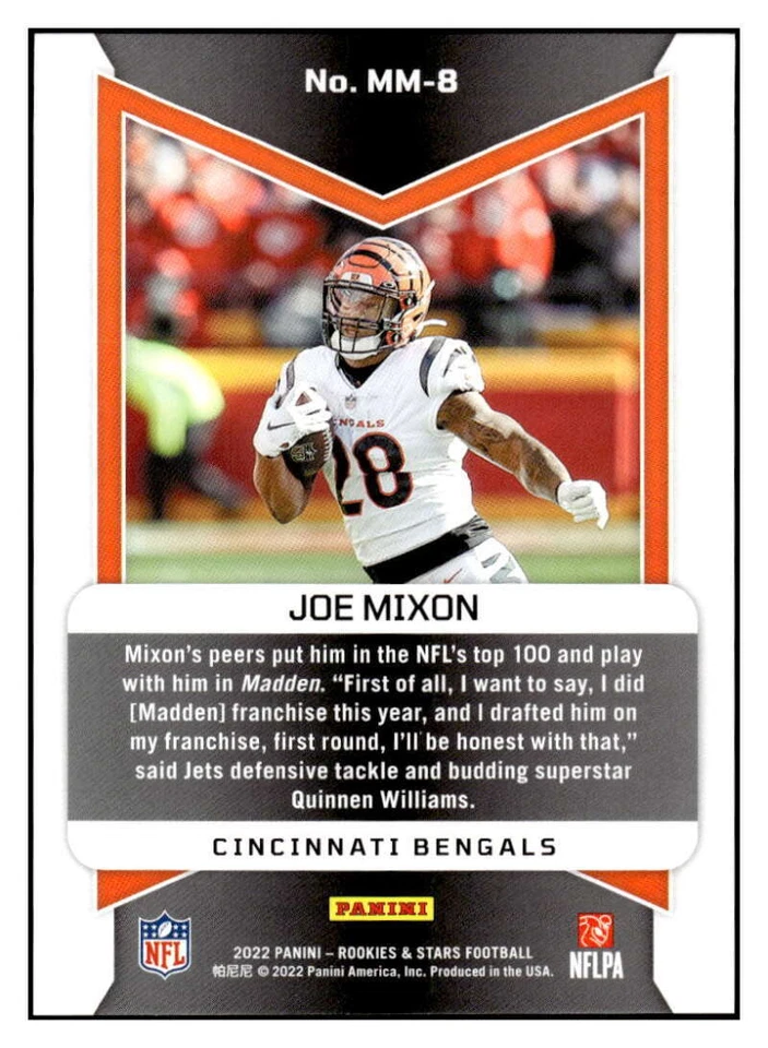 JOE MIXON 2022 Panini Rookies and Stars /25 Man In Motion Green #8 Beng ID:54692 - Image 2 of 2