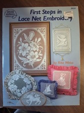 Lace Net Embroidery Pattern, craft, 2 , Amer Schl Needlework,First Step, Oldtime