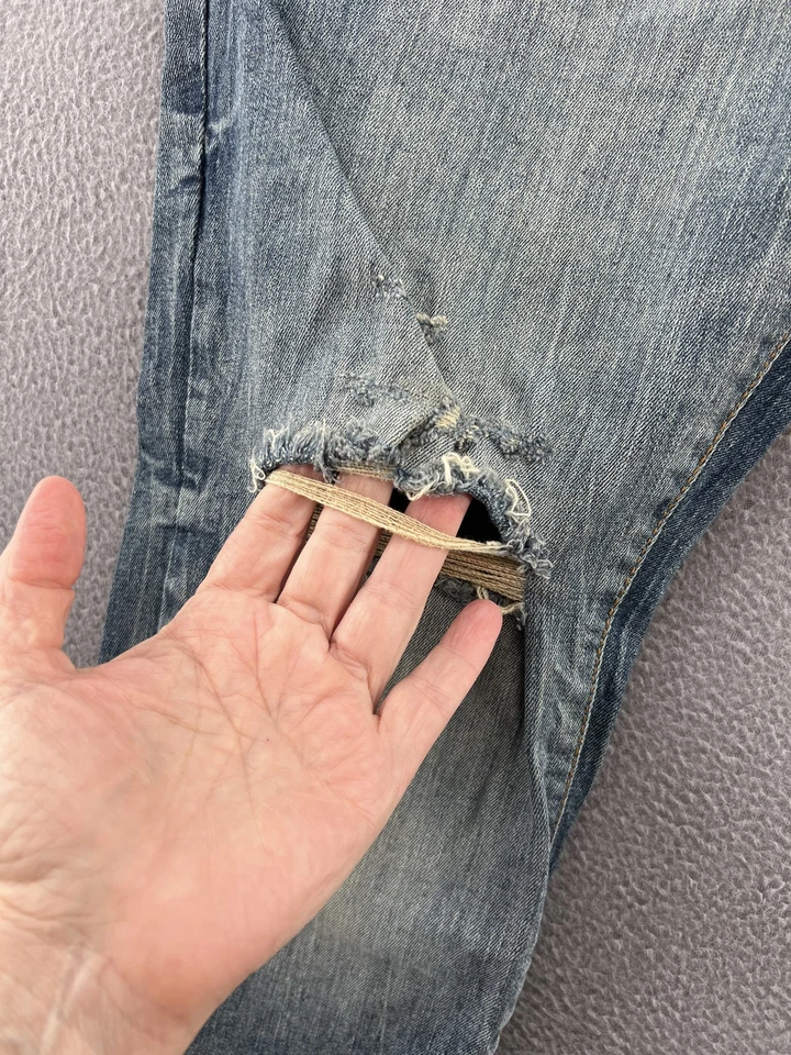 Jeans Jordan Craig para Hombres 38x32 Azul Envejecido Rasgado Elástico Denim Ross JR1020 Foto 2 de 4