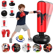 Boxsack f&uuml;r Kinder mit Handschuhen Luftpumpe Punchingball Indoor Outdoor Rot 6J+