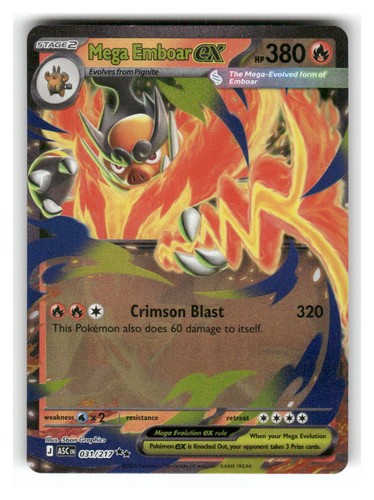 Mega Emboar ex 031/217 Doble Raro Héroes Ascendidos Pokémon Casi Como Nuevo - Imagen 1 de 2