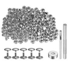 200 Sets Leather Rivets 12mm x 10mm Metal with 3 Setter Tools Silver Tone