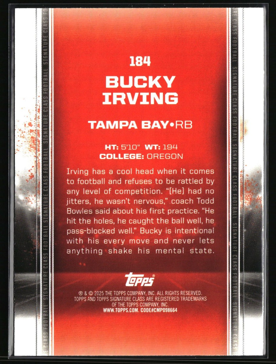 2024 Topps Signature Class #184 Bucky Irving | eBay