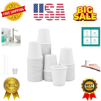 #ad 3 oz. 100 Count White Small Paper Cups Disposable Mini Bathroom Mouthwash ... $20.99